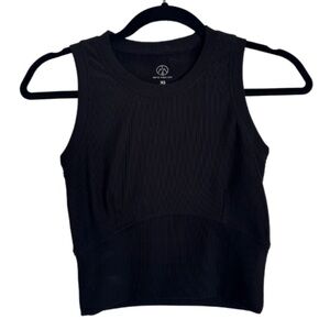 Move theology, sleeveless crewneck, black ribbed workout tank size XS